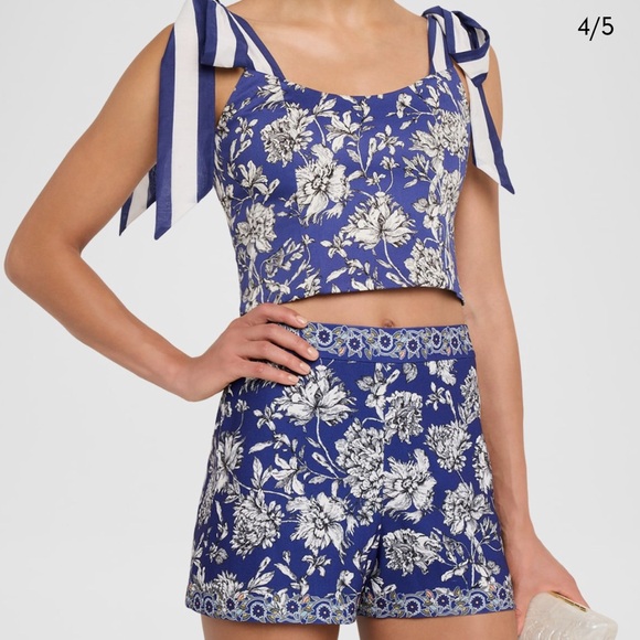 Alice + Olivia Other - Alice + Olivia Navy and White Floral Playsuit